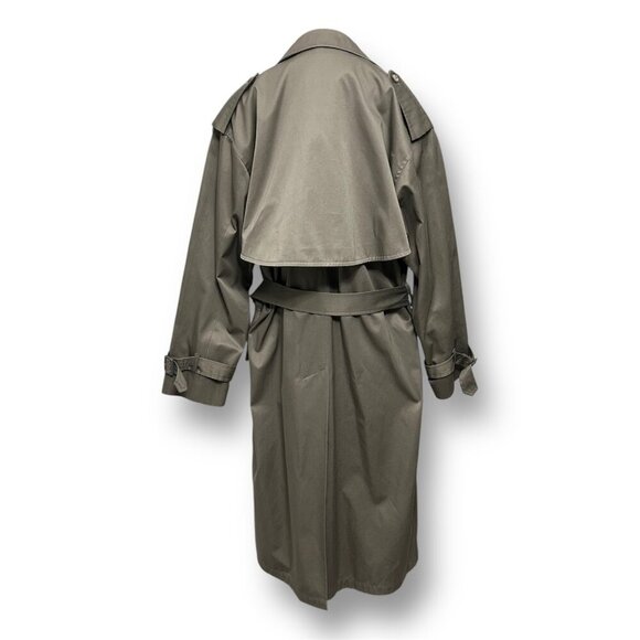 London Fog 40 Regular Khaki Belted Trench Coat Double Breasted Vintage USA - Picture 6 of 12